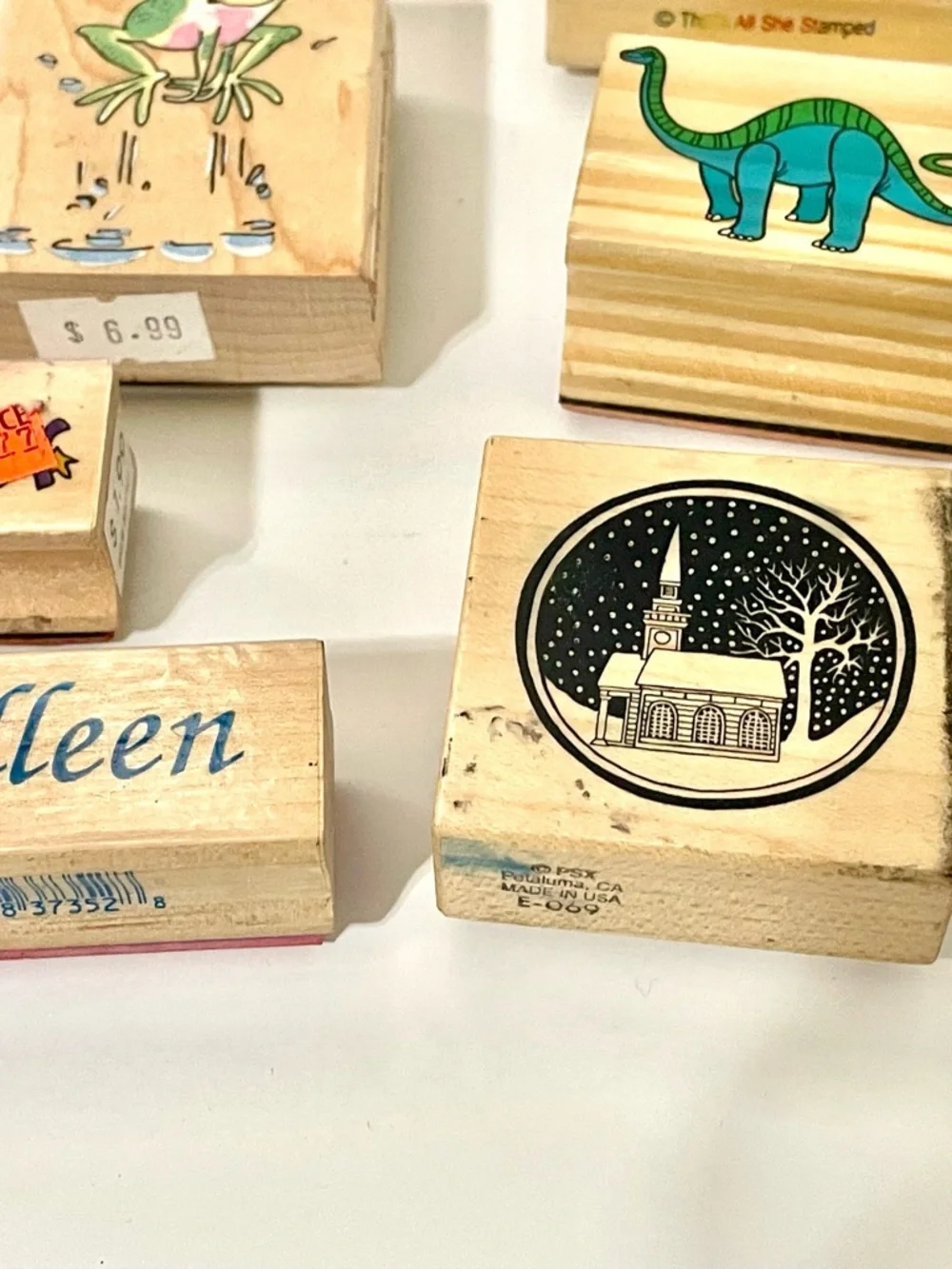 Vintage Wooden Rubber Stanp Lot of 10